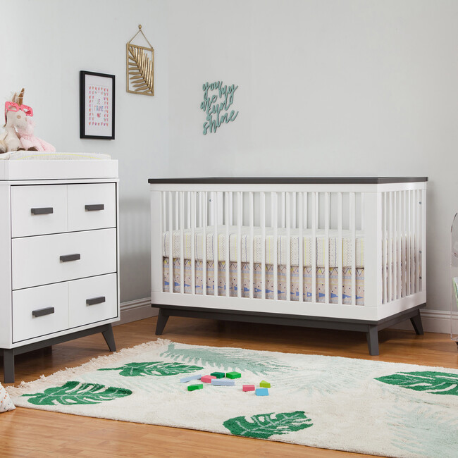 Scoot 3-in-1 Convertible Crib with Toddler Bed Conversion Kit, White/Slate - Cribs - 3