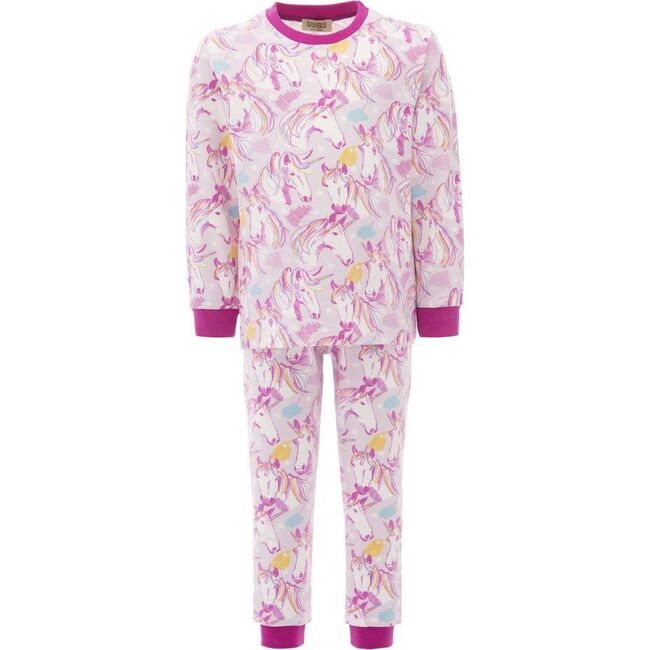 Unicorn Sketch Print PJ Set, Pink - Pajamas - 1