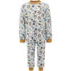 Pirate Crew Print PJ Set, Blue - Pajamas - 1 - thumbnail