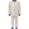 Dinosaur Print PJ Set, Off White - Pajamas - 1 - thumbnail