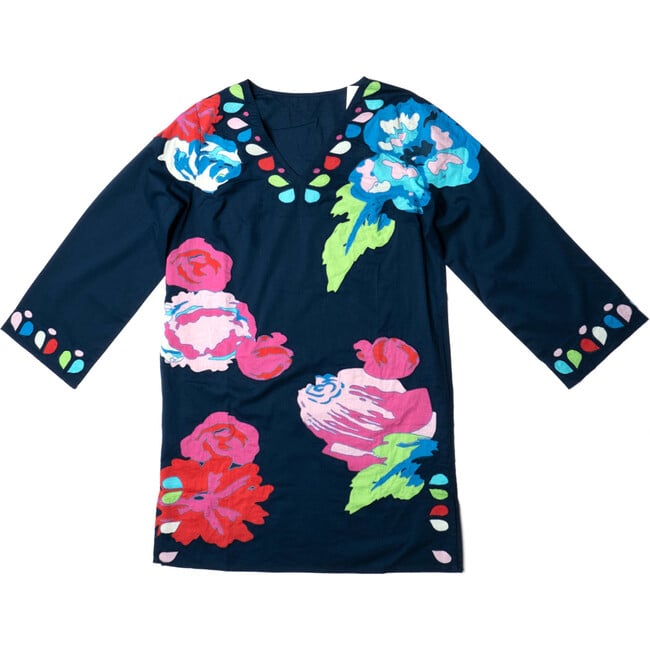 Women's Golide Tunic with Patch Embroidery, Navy/Multi