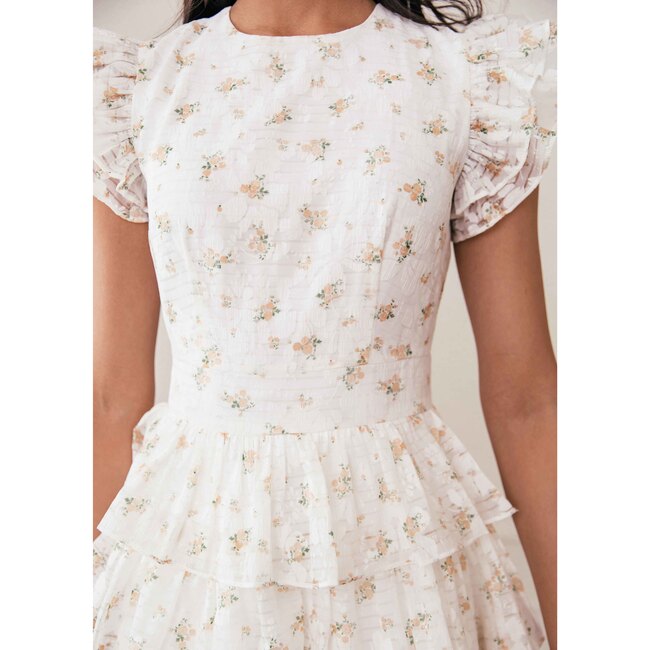 Women's Charming Dress, White Floral - Dresses - 3