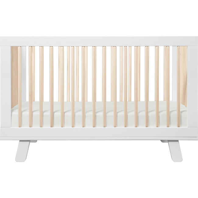 Hudson 3-in-1 Convertible Crib with Toddler Bed Conversion Kit, White/ Natural - Cribs - 1