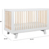 Hudson 3-in-1 Convertible Crib with Toddler Bed Conversion Kit, White/ Natural - Cribs - 5