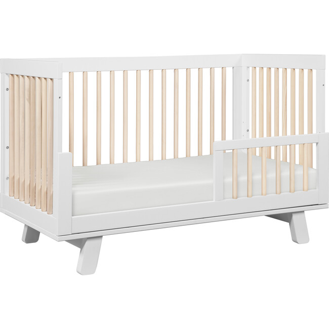 Hudson 3-in-1 Convertible Crib with Toddler Bed Conversion Kit, White/ Natural - Cribs - 6