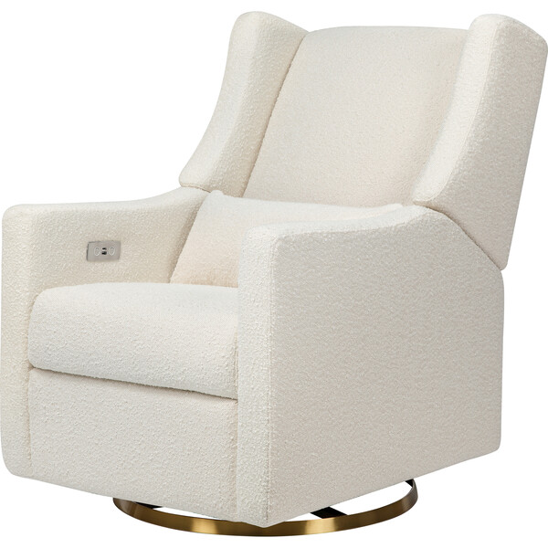 Kiwi Electronic Recliner & Swivel Glider with USB Port, Ivory Boucle