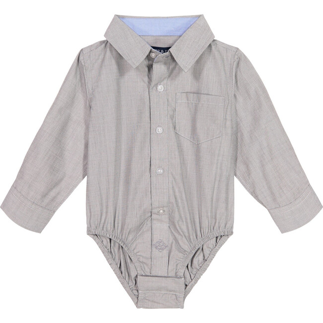 Infant Boy Chambray Button-down Shirtzie, Grey