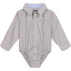 Infant Boy Chambray Button-down Shirtzie, Grey - Shirts - 1 - thumbnail