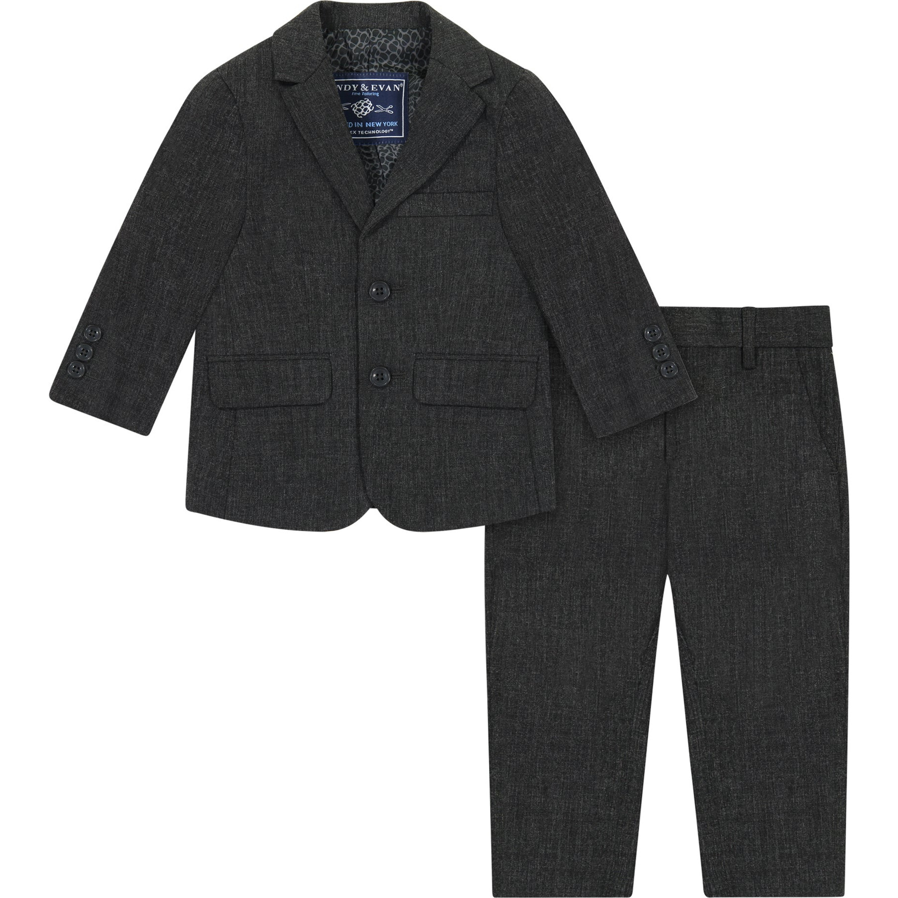 Infant Boy Stretch Suit with Comfy-Flex Technology™, Grey - Shirts - 1