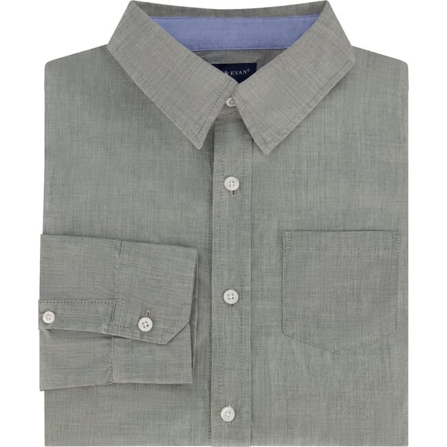 Infant Boy Chambray Button-down Shirtzie, Grey - Shirts - 2