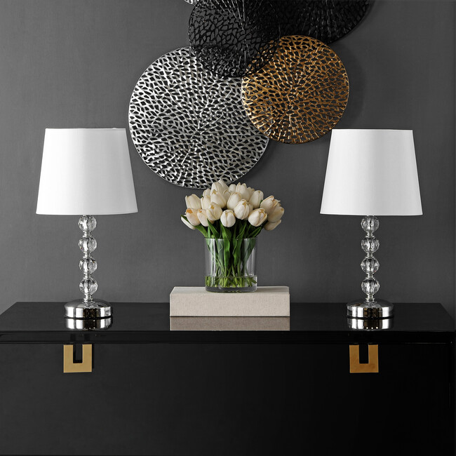 Nola Stacked Crystal Ball Lamps With USB Port, Set of 2 - Lighting - 2