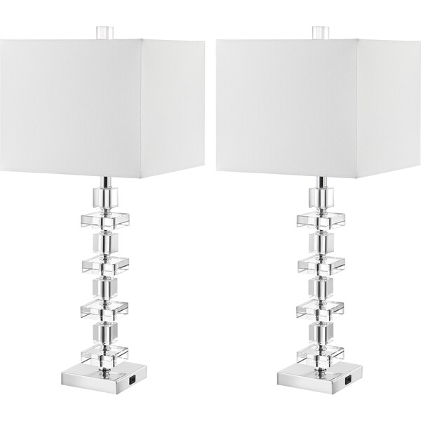 Deco Crystal Table Lamps with USB Port, Set of 2 Safavieh Lighting