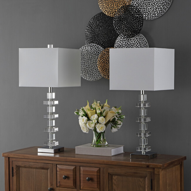 Deco Crystal Table Lamps with USB Port, Set of 2 - Lighting - 3