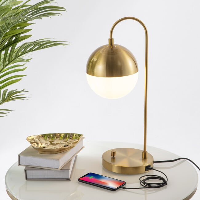 Cappi Table Lamp with USB Port, Gold - Lighting - 2