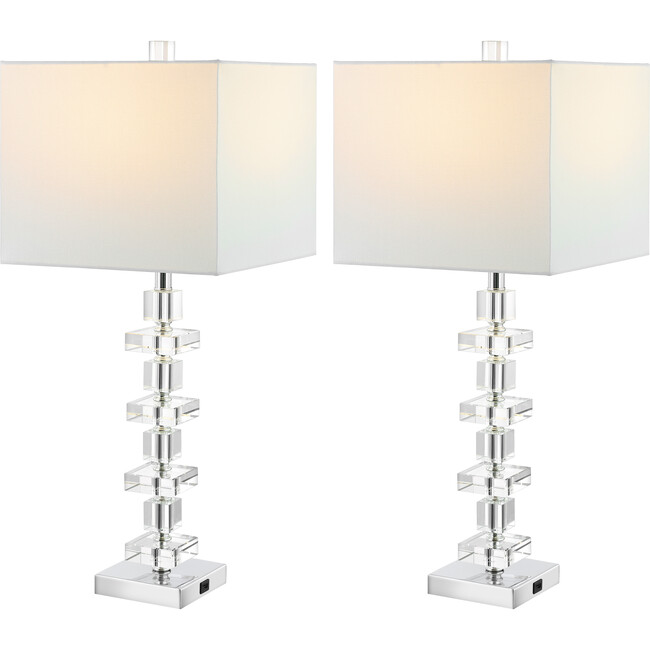 Deco Crystal Table Lamps with USB Port, Set of 2 - Lighting - 4