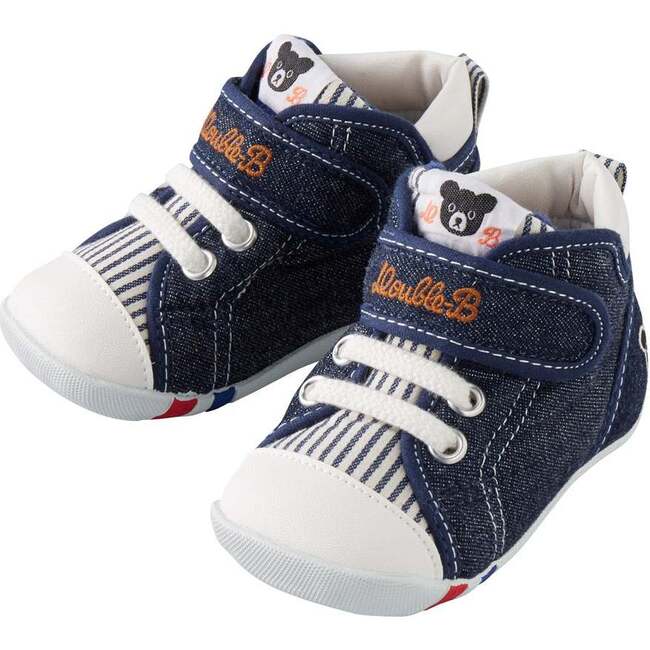 Street Style DOUBLE-B High Top First Walker Shoes, Indigo