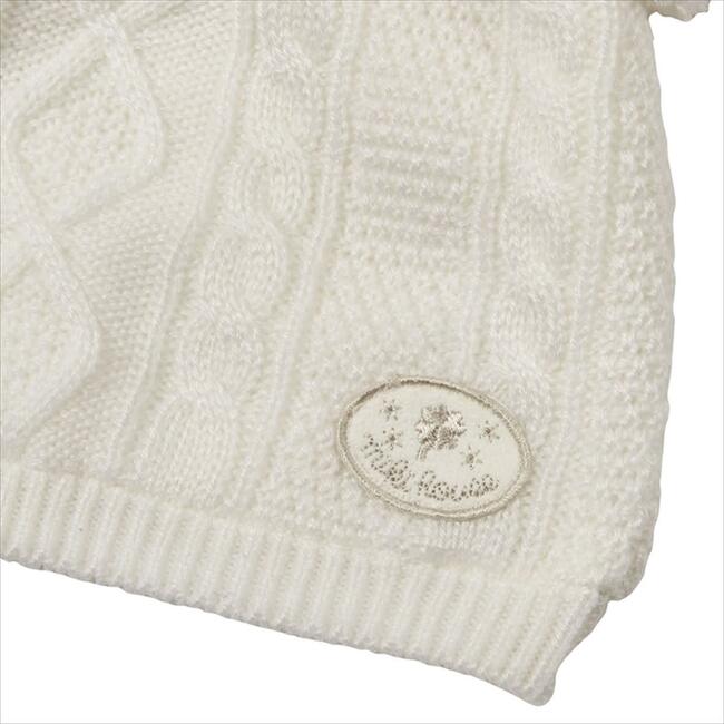 Cable Knit Beanie, White - Hats - 3