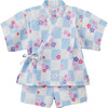 Cool Breeze Flora Two Piece Kimono Jinbei, Blue - Loungewear - 1 - thumbnail