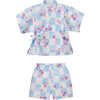 Cool Breeze Flora Two Piece Kimono Jinbei, Blue - Loungewear - 2 - thumbnail