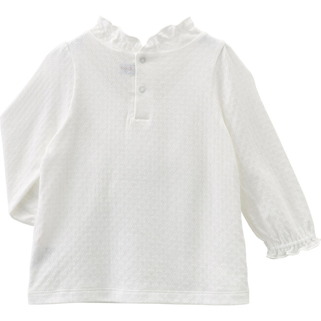 Cotton Frilled Blouse, White - Tees - 2