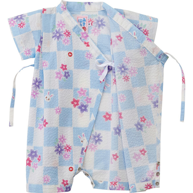 Cool Breeze Flora One Piece Kimono Jinbei, Blue - Loungewear - 6