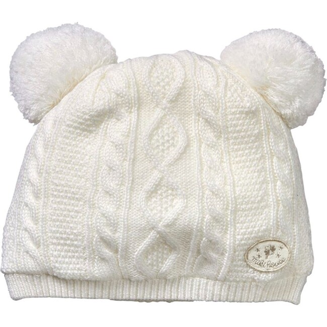 Cable Knit Beanie, White - Hats - 1 - zoom