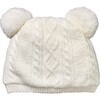 Cable Knit Beanie, White - Hats - 2 - thumbnail
