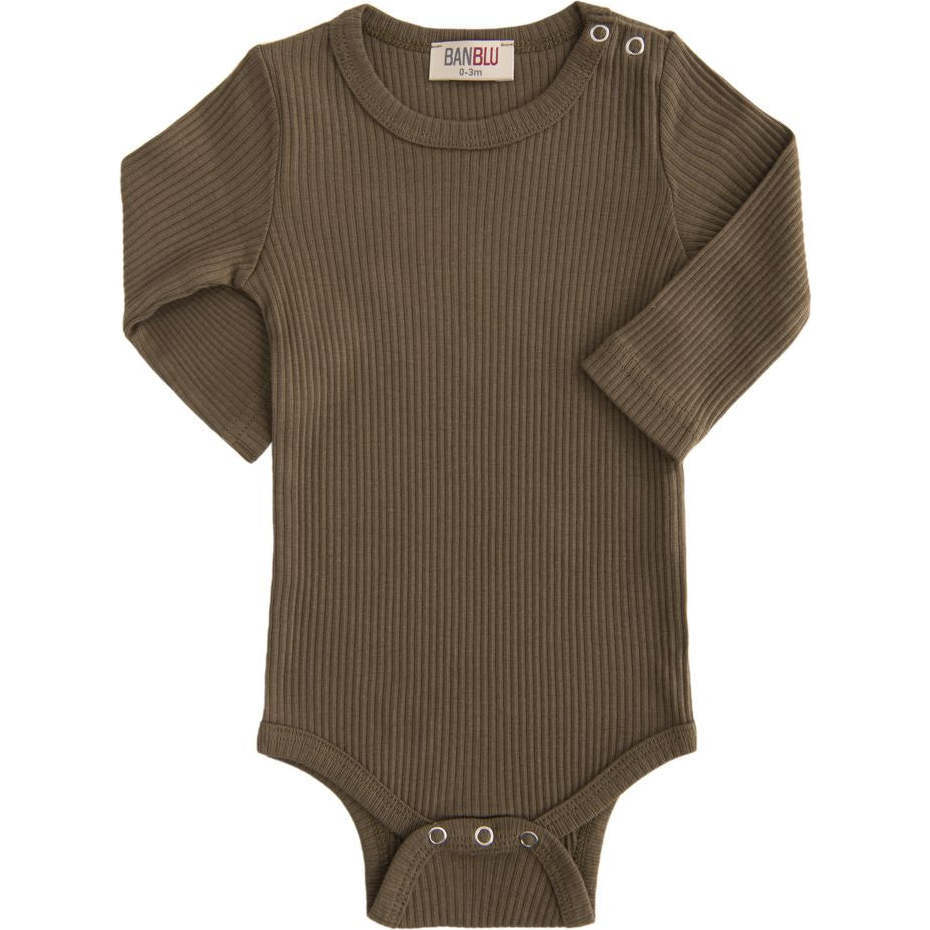 Olive LS Modal Bodysuit, Green - Onesies - 1