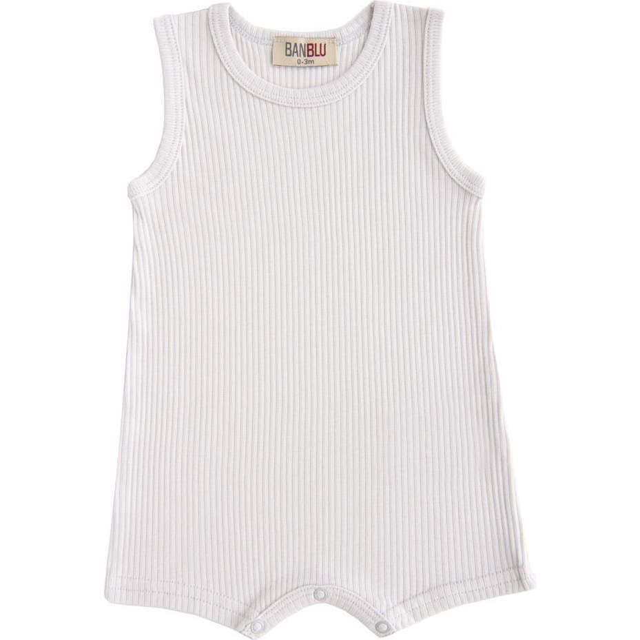 Fog Sleeveless Modal Romper, Grey - Onesies - 1