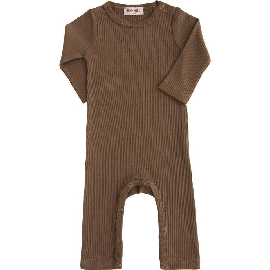 Mocha LS Modal Romper, Brown - Onesies - 1