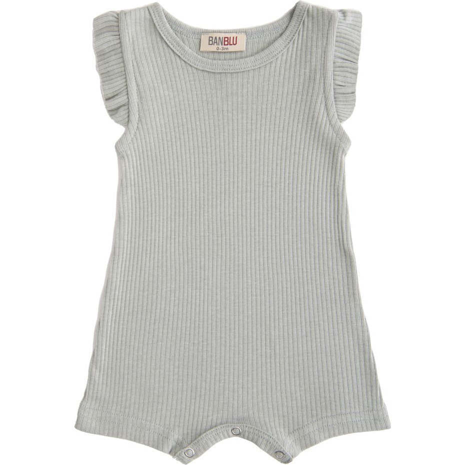 Sage Ruffle Modal Romper, Green - Onesies - 1