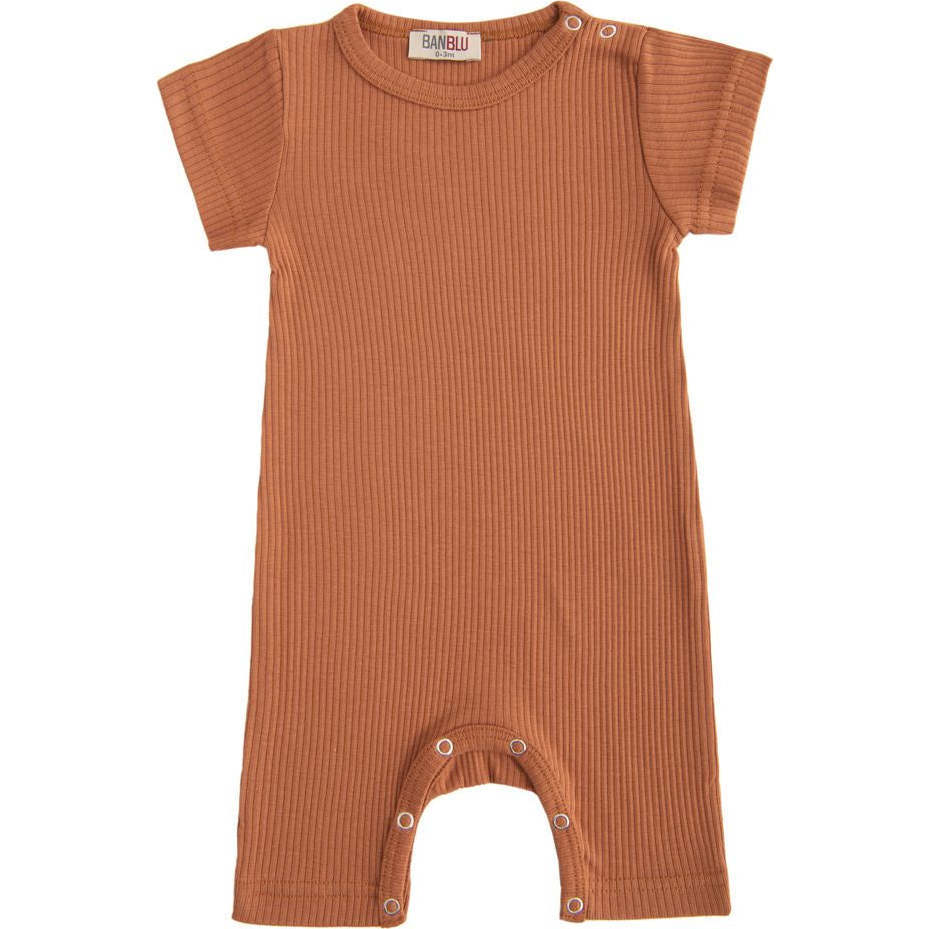 Terracotta Modal Bodysuit, Orange - Onesies - 1