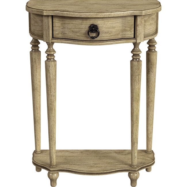 Ashby Demilune Antique Beige Console Table with Storage