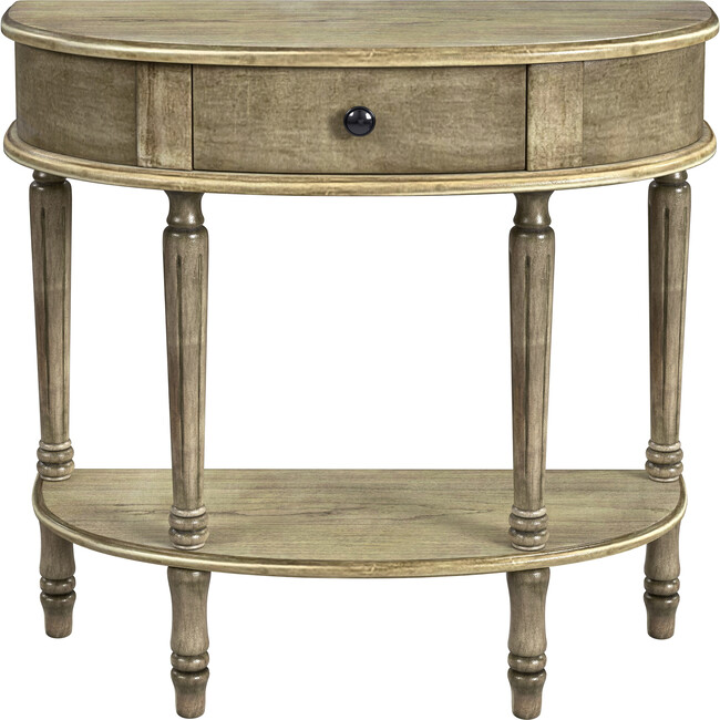 Mozart Antique Beige Demilune Console Table with Storage - Accent Tables - 1