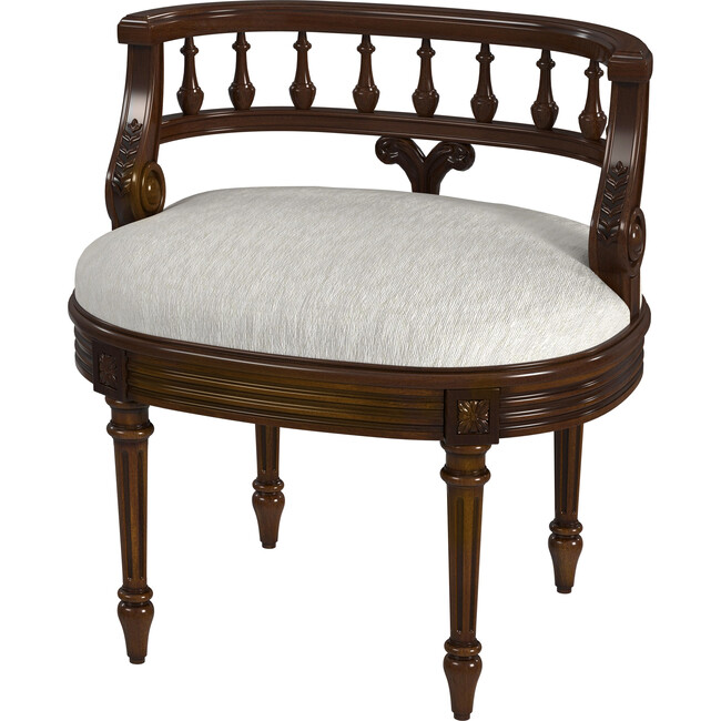 Hathaway Antique Cherry Upholstered Vanity Seat
