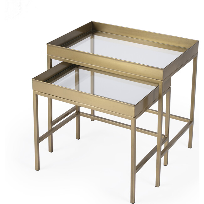 Lenny Gold 2 Piece Glass Nesting Tables - Accent Tables - 1