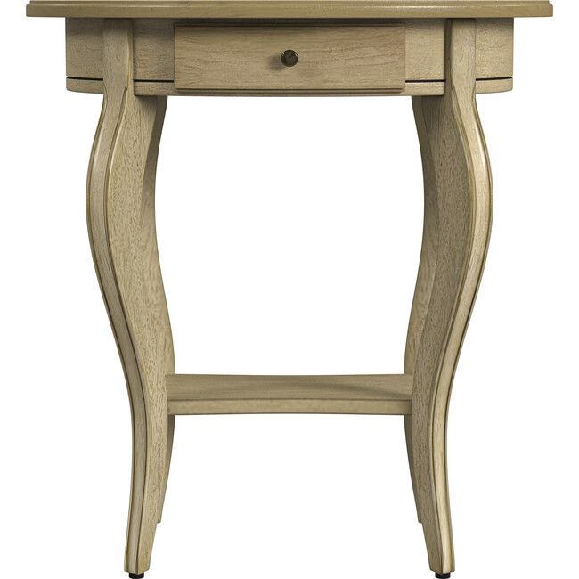 Jeanette Oval Antique Beige Wood Accent Table - Accent Tables - 3
