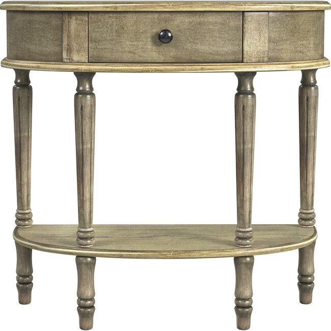 Mozart Antique Beige Demilune Console Table with Storage - Accent Tables - 3