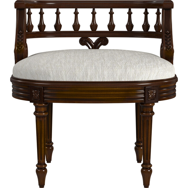 Hathaway Antique Cherry Upholstered Vanity Seat - Desk Chairs - 4