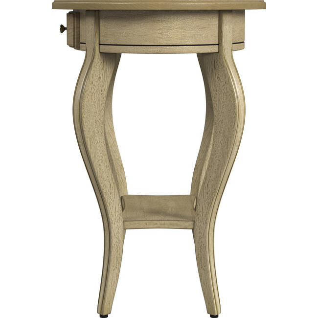 Jeanette Oval Antique Beige Wood Accent Table - Accent Tables - 4