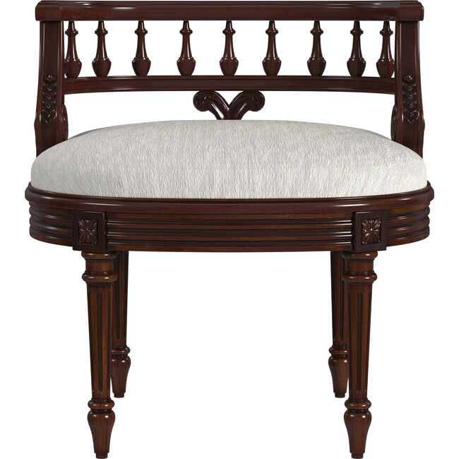 Hathaway Cherry Upholstered  Vanity Seat - Desk Chairs - 4