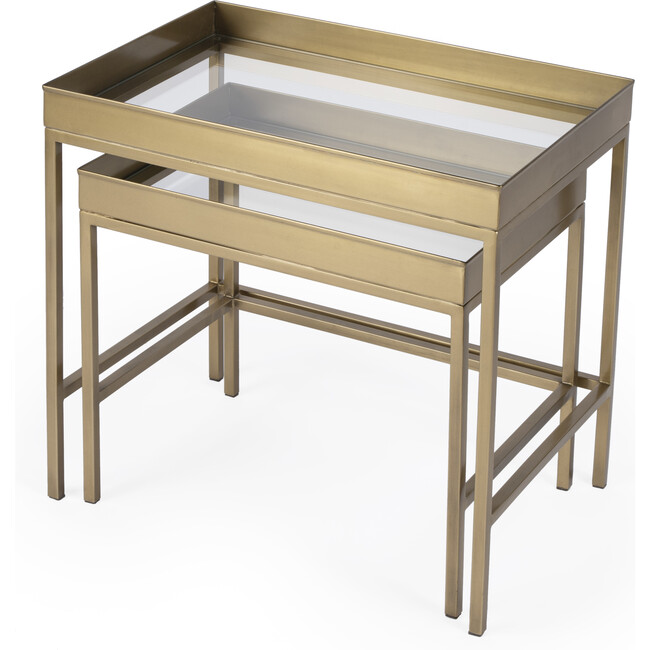 Lenny Gold 2 Piece Glass Nesting Tables - Accent Tables - 6