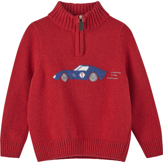 Sebastian Half Zip, Red - Sweaters - 1