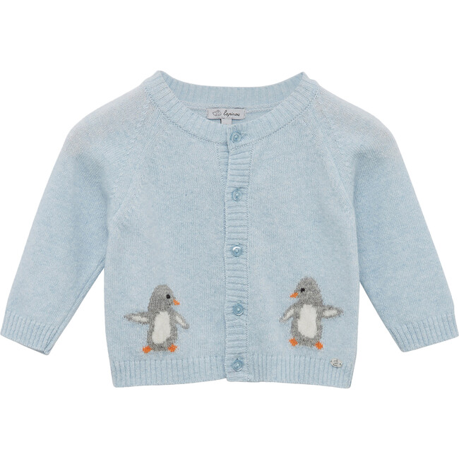 Pip Penguin Cardigan, Pale Blue - Cardigans - 1