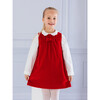 Scarlet Velvet Pinafore, Red Velvet - Dresses - 2
