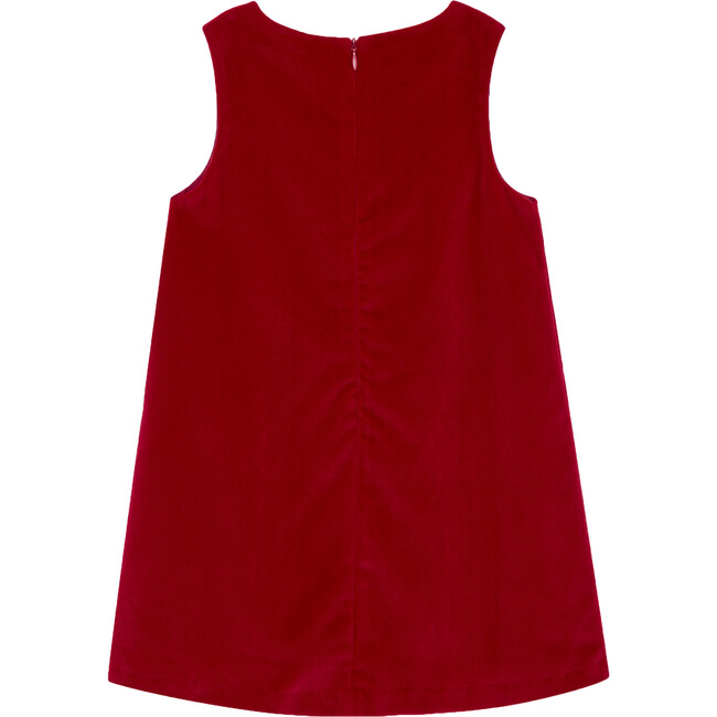 Scarlet Velvet Pinafore, Red Velvet - Dresses - 3