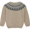 Little Frankie Fairisle Sweater, Oatmeal - Sweaters - 1 - thumbnail