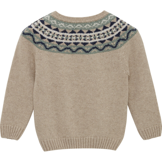 Little Frankie Fairisle Sweater, Oatmeal - Sweaters - 4