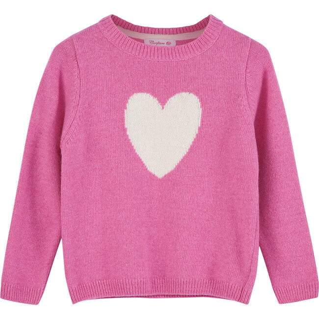 Heart Sweater, Deep Pink - Sweaters - 1