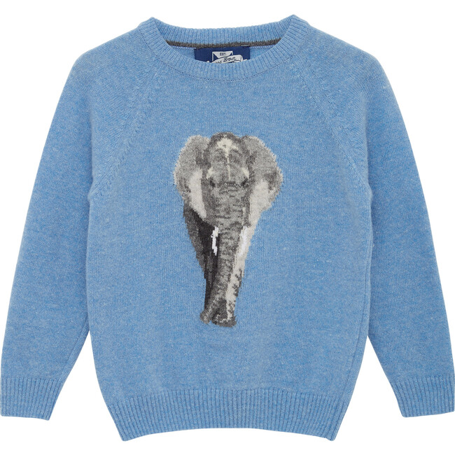 Edgar Elephant Sweater, Mid Blue